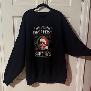 Taylor Swift Have a Merry Swift-Mas Christmas Crewneck Sweatshirt 2XL-Black